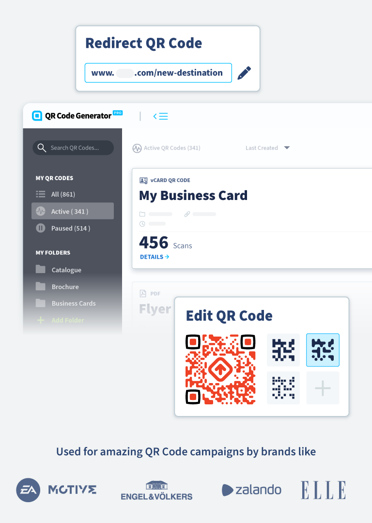 Illustration of a QR code creation with Business Card