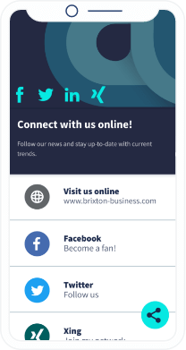 A QR Code landing page that displays all the social media channels of a business consulting firm.