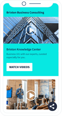 A QR Code landing page that displays a video playlist curated by a business consulting firm.